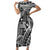 Samoa Tapa Family Matching Short Sleeve Bodycon Dress and Hawaiian Shirt Siapo Mix Tatau Patterns - Black LT7 Mom's Dress Black - Polynesian Pride