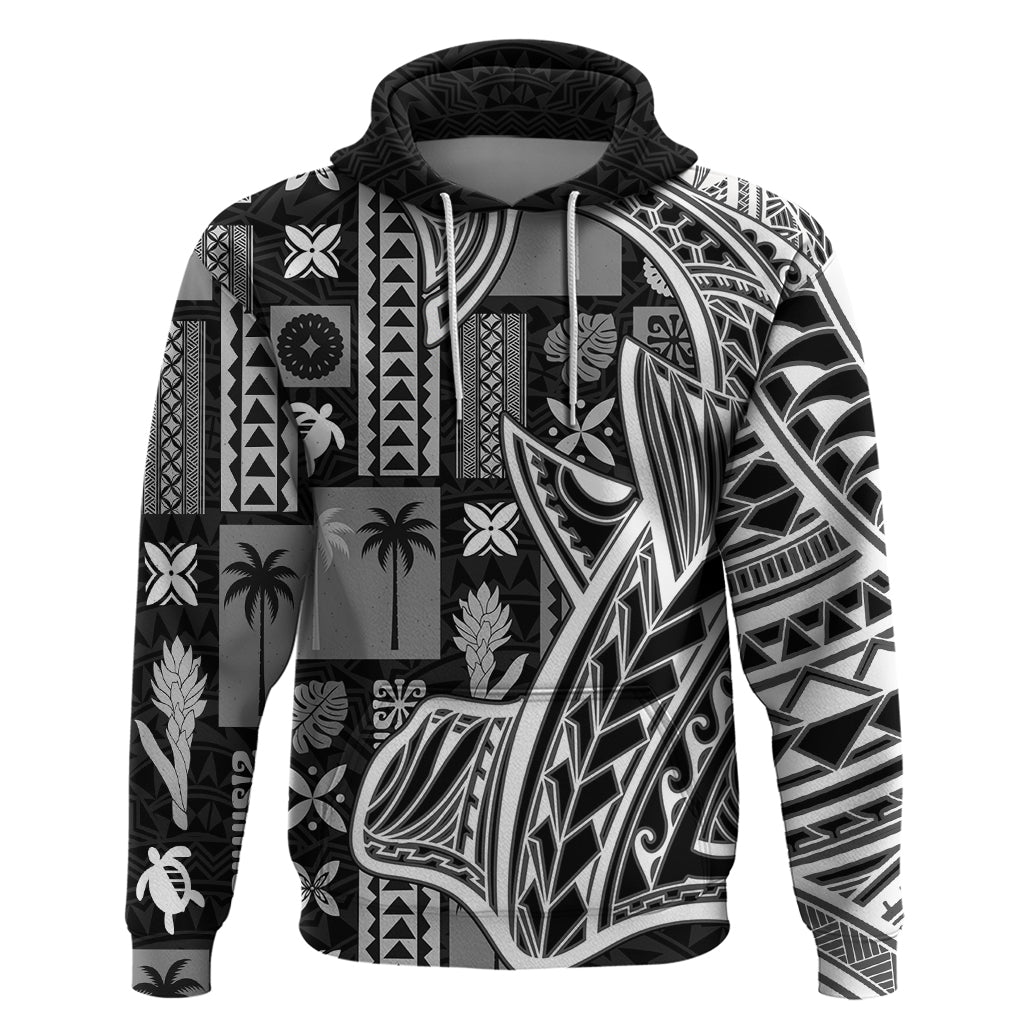 Samoa Tapa Hoodie Siapo Mix Tatau Patterns - Black LT7 Black - Polynesian Pride