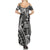 Samoa Tapa Summer Maxi Dress Siapo Mix Tatau Patterns - Black LT7 - Polynesian Pride