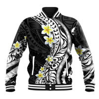 Hawaii Aloha Baseball Jacket Plumeria Vintage - Black LT7 Unisex Black - Polynesian Pride