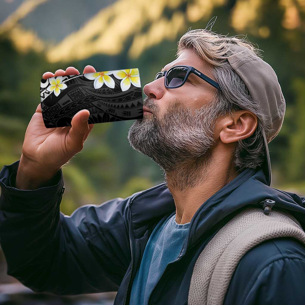 Hawaii Aloha 4 in 1 Can Cooler Tumbler Plumeria Vintage - Black