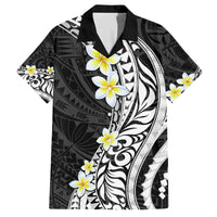 Hawaii Aloha Family Matching Off Shoulder Maxi Dress and Hawaiian Shirt Plumeria Vintage - Black LT7 Dad's Shirt - Short Sleeve Black - Polynesian Pride