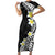 Hawaii Aloha Family Matching Short Sleeve Bodycon Dress and Hawaiian Shirt Plumeria Vintage - Black LT7 Mom's Dress Black - Polynesian Pride