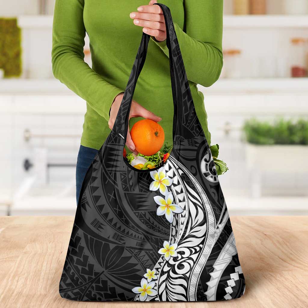 Hawaii Aloha Grocery Bag Plumeria Vintage - Black