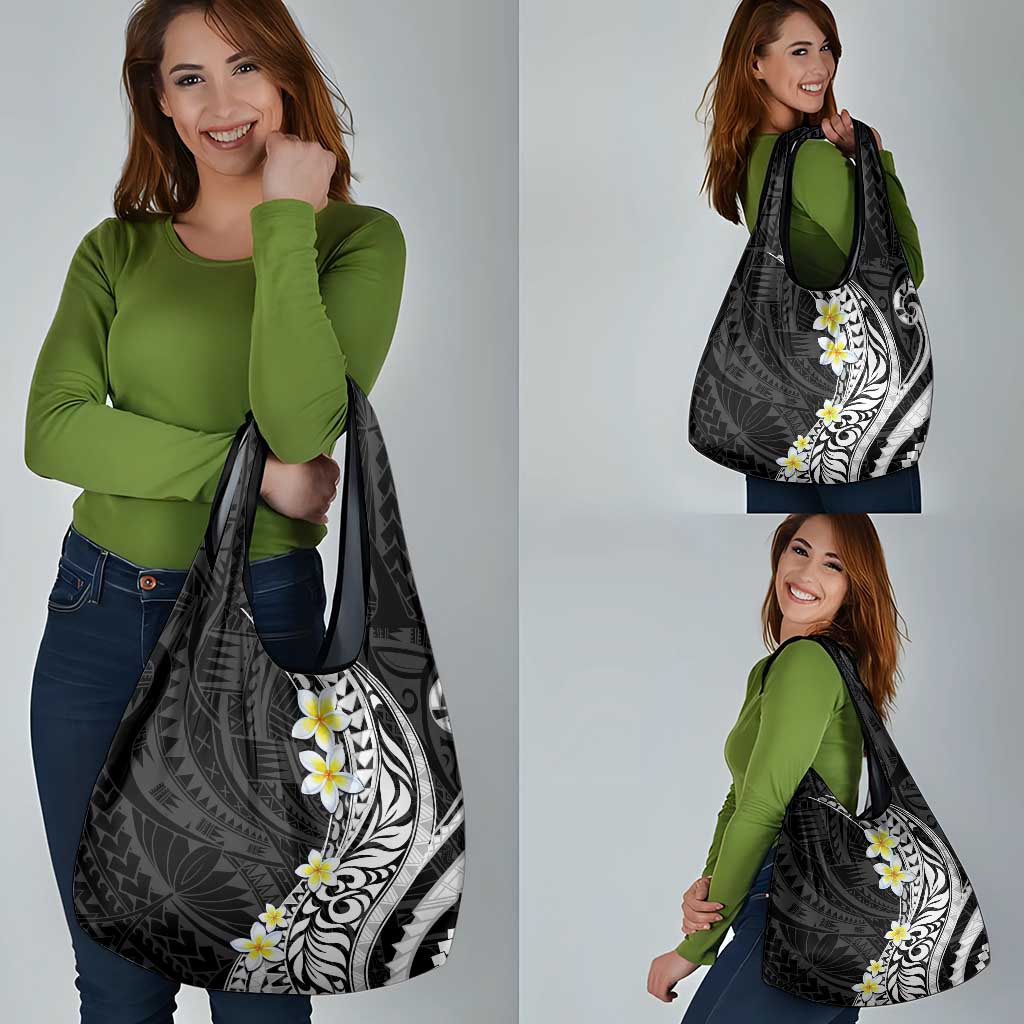 Hawaii Aloha Grocery Bag Plumeria Vintage - Black