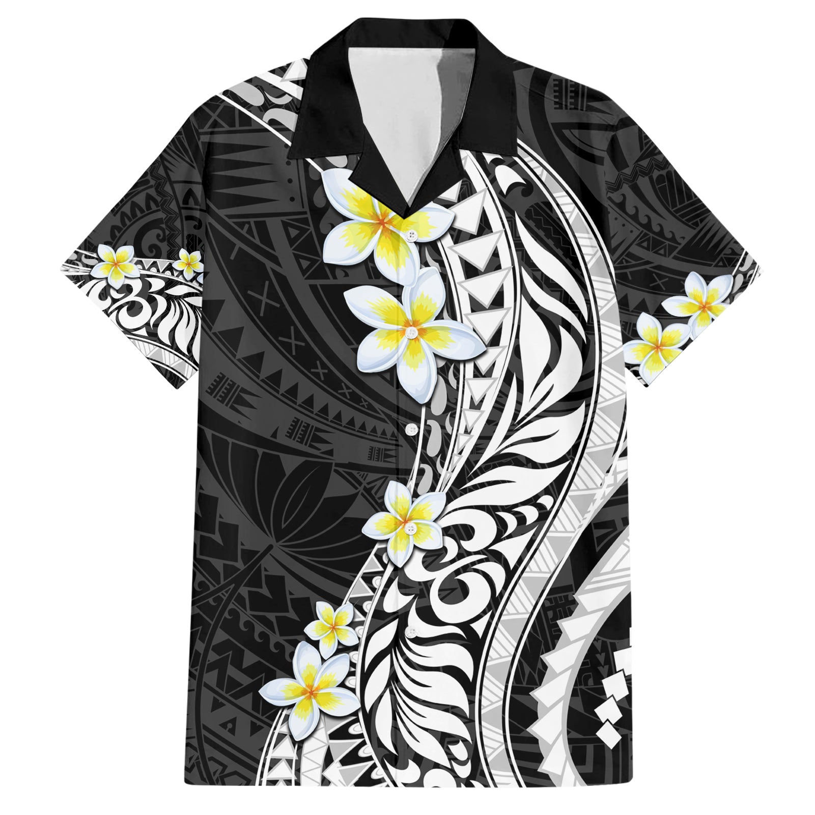 Hawaii Aloha Hawaiian Shirt Plumeria Vintage - Black LT7 Black - Polynesian Pride