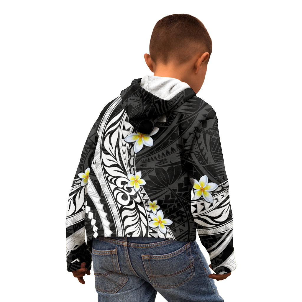 Hawaii Aloha Kid Hoodie Plumeria Vintage - Black LT7 - Polynesian Pride