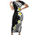 Hawaii Aloha Short Sleeve Bodycon Dress Plumeria Vintage - Black LT7 Long Dress Black - Polynesian Pride