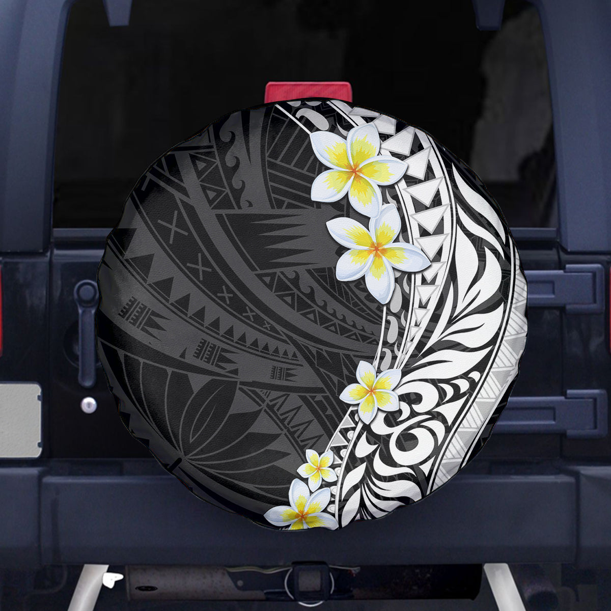 Hawaii Aloha Spare Tire Cover Plumeria Vintage - Black LT7 Black - Polynesian Pride