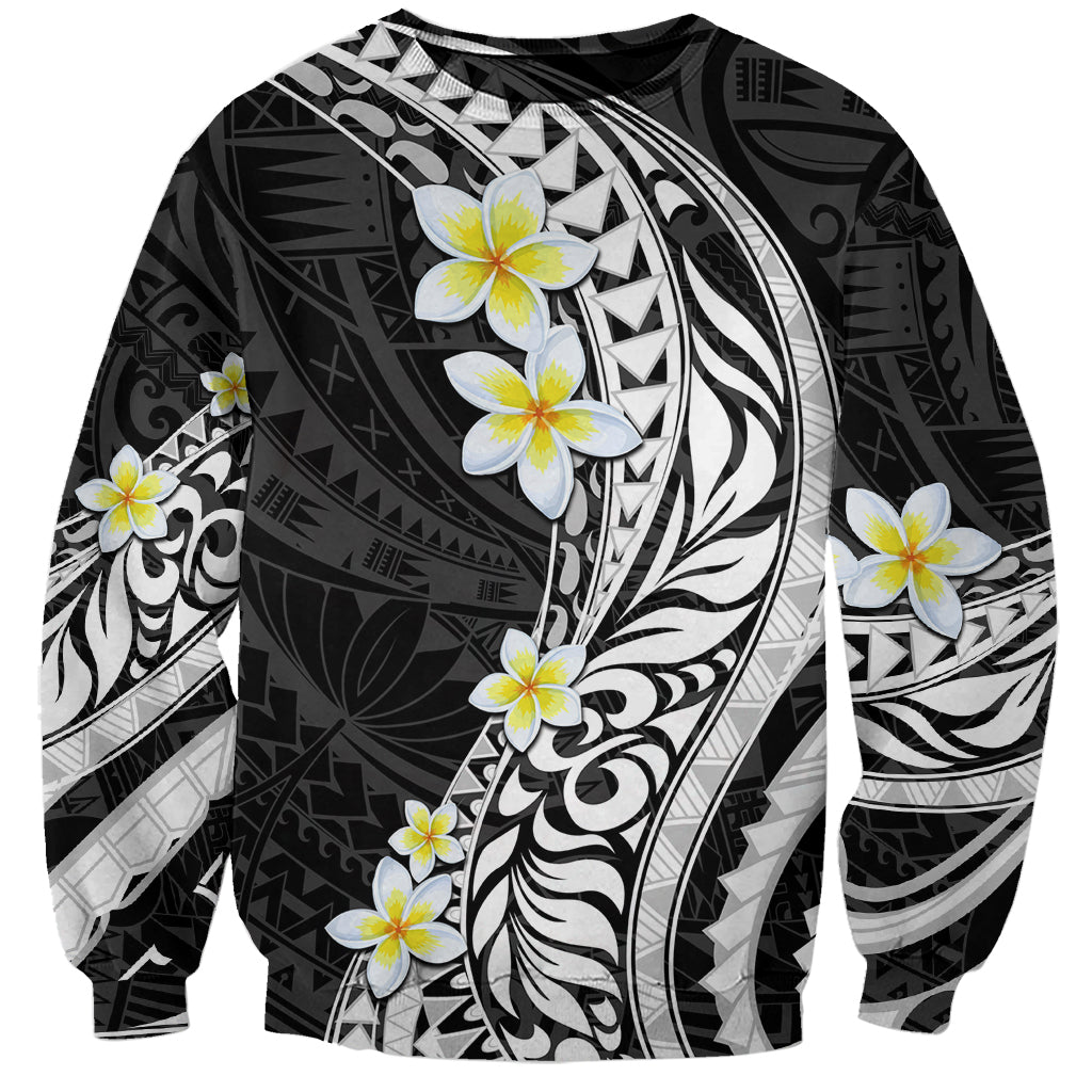 Hawaii Aloha Sweatshirt Plumeria Vintage - Black LT7 Unisex Black - Polynesian Pride