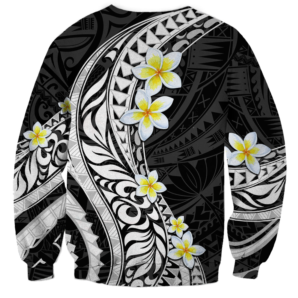 Hawaii Aloha Sweatshirt Plumeria Vintage - Black LT7 - Polynesian Pride