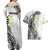 Hawaii Aloha Couples Matching Off Shoulder Maxi Dress and Hawaiian Shirt Plumeria Vintage - White LT7 - Polynesian Pride