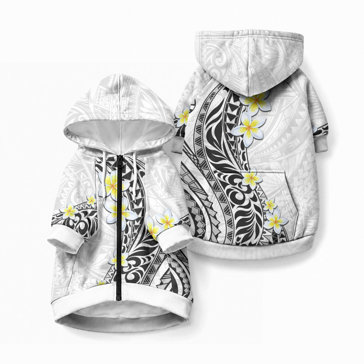 Hawaii Aloha Pet Hoodie Plumeria Vintage - White