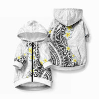 Hawaii Aloha Pet Hoodie Plumeria Vintage - White