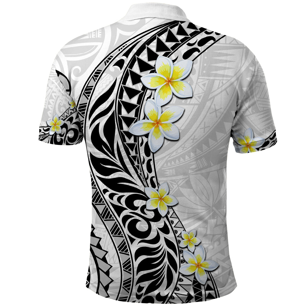 Hawaii Aloha Polo Shirt Plumeria Vintage - White LT7 - Polynesian Pride