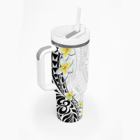 Hawaii Aloha Tumbler With Handle Plumeria Vintage - White