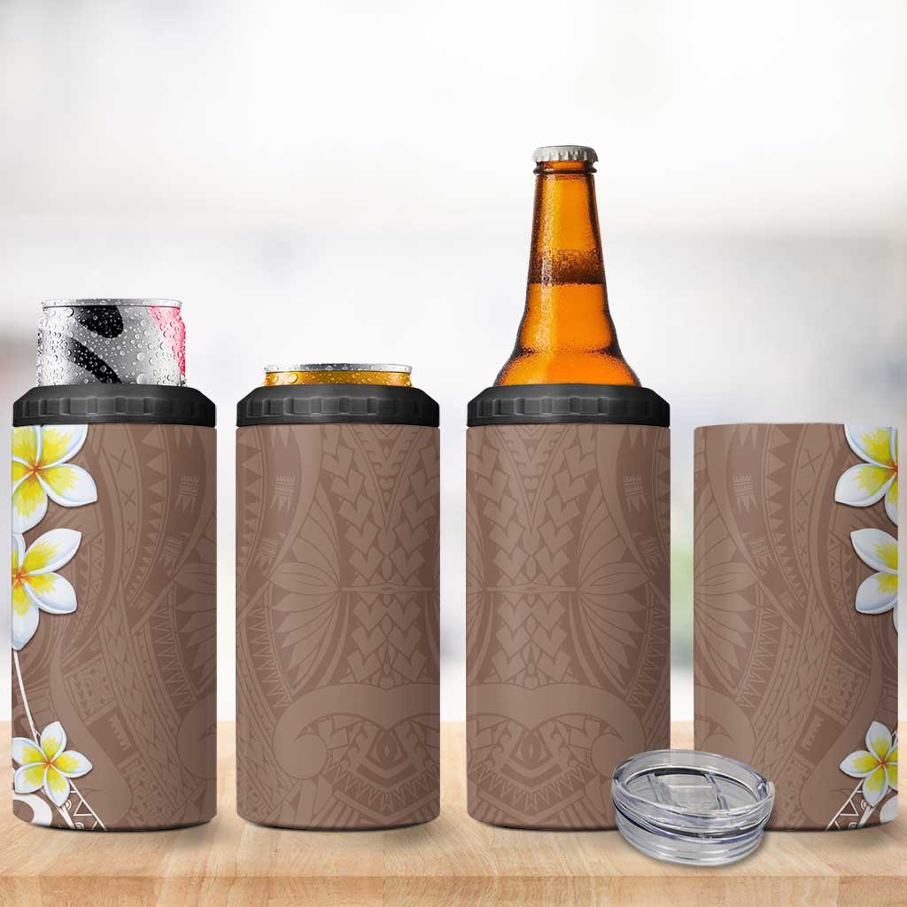 Hawaii Aloha 4 in 1 Can Cooler Tumbler Plumeria Vintage - Beige