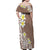 Hawaii Aloha Family Matching Off Shoulder Maxi Dress and Hawaiian Shirt Plumeria Vintage - Brown LT7 - Polynesian Pride