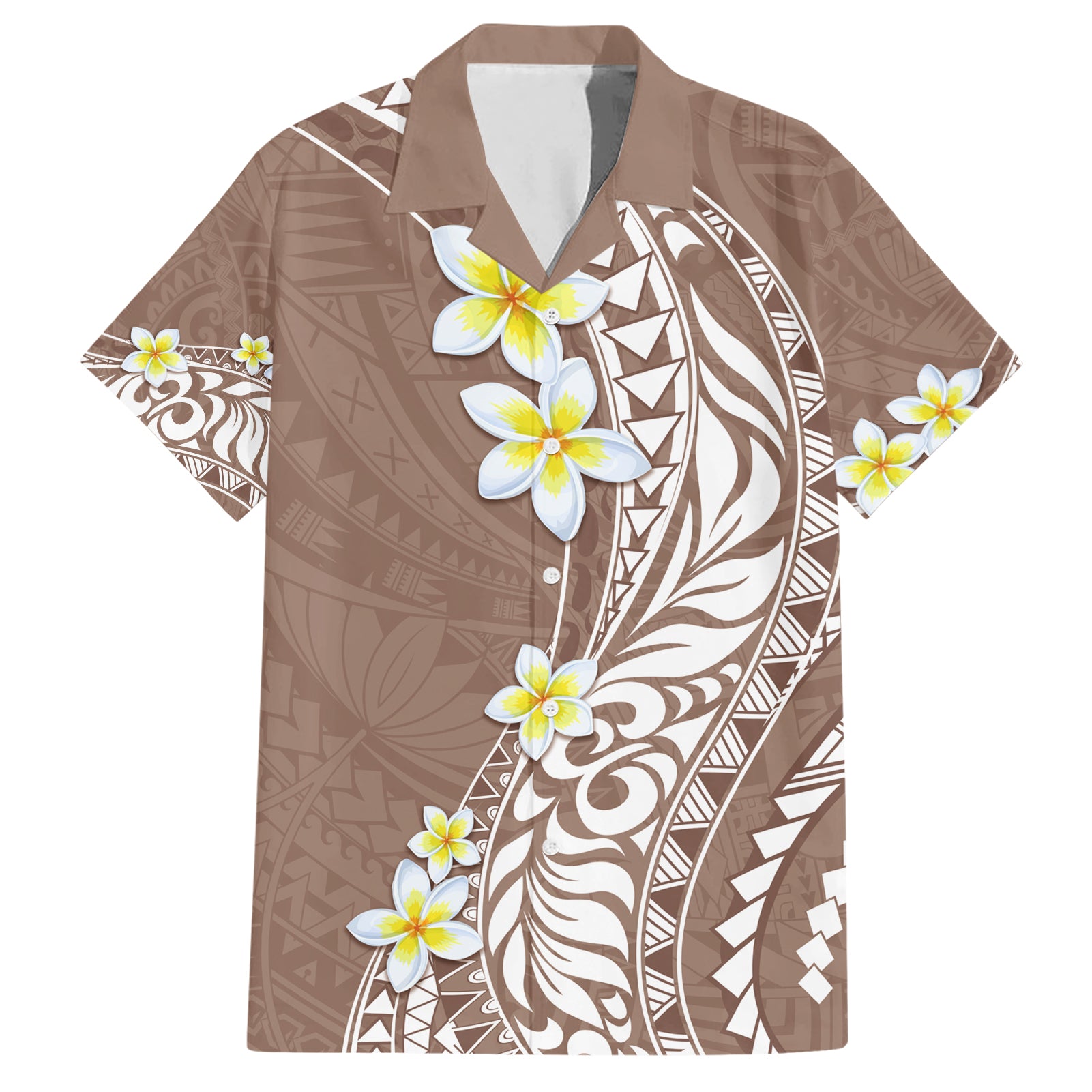 Hawaii Aloha Hawaiian Shirt Plumeria Vintage - Brown LT7 Brown - Polynesian Pride