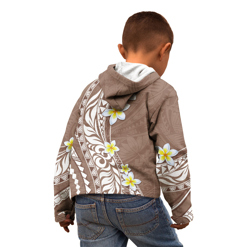 Hawaii Aloha Kid Hoodie Plumeria Vintage - Brown LT7 - Polynesian Pride