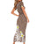 Hawaii Aloha Short Sleeve Bodycon Dress Plumeria Vintage - Brown LT7 - Polynesian Pride