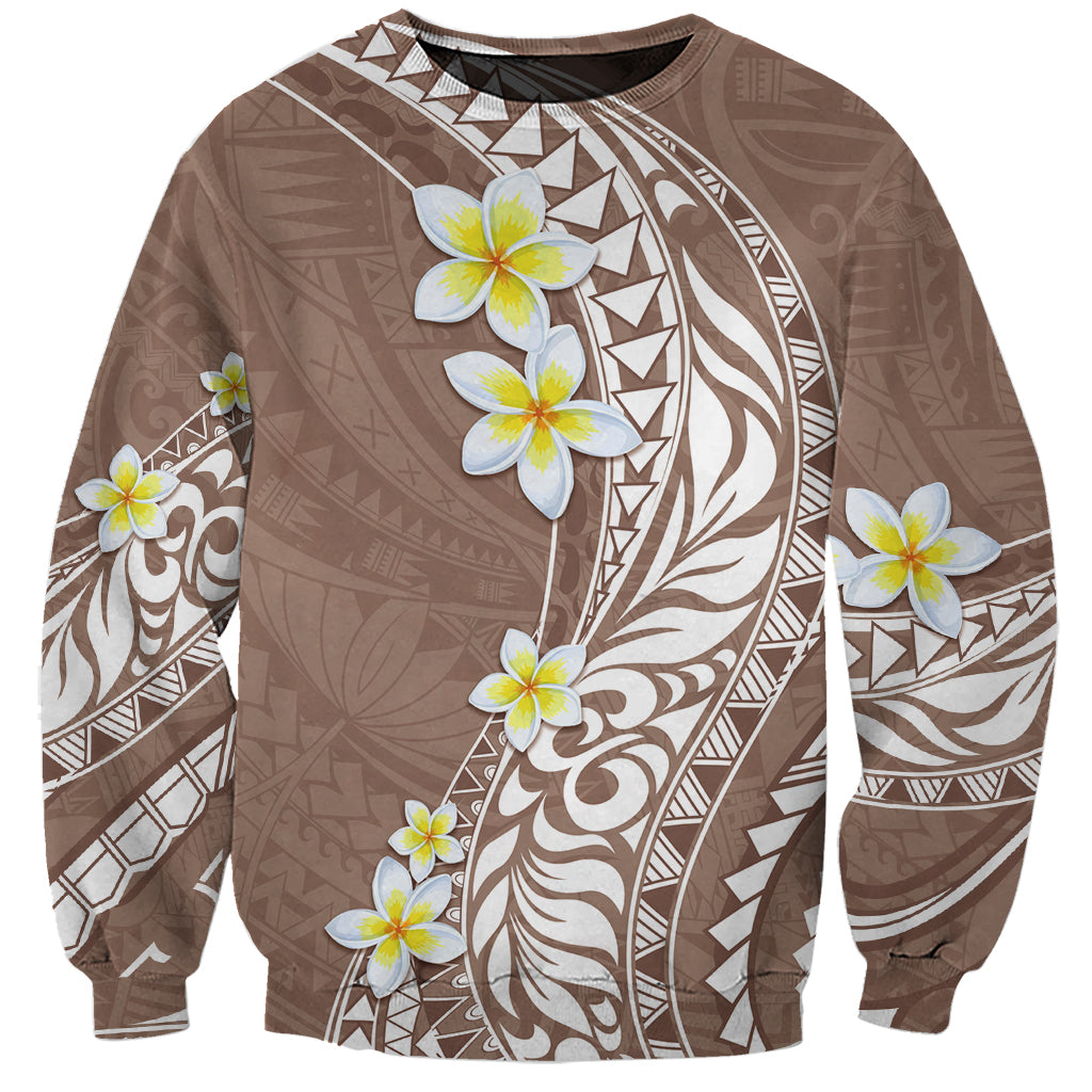 Hawaii Aloha Sweatshirt Plumeria Vintage - Brown LT7 Unisex Brown - Polynesian Pride
