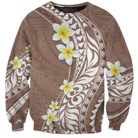 Hawaii Aloha Sweatshirt Plumeria Vintage - Brown LT7 Unisex Brown - Polynesian Pride