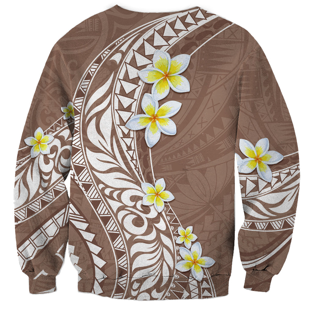 Hawaii Aloha Sweatshirt Plumeria Vintage - Brown LT7 - Polynesian Pride