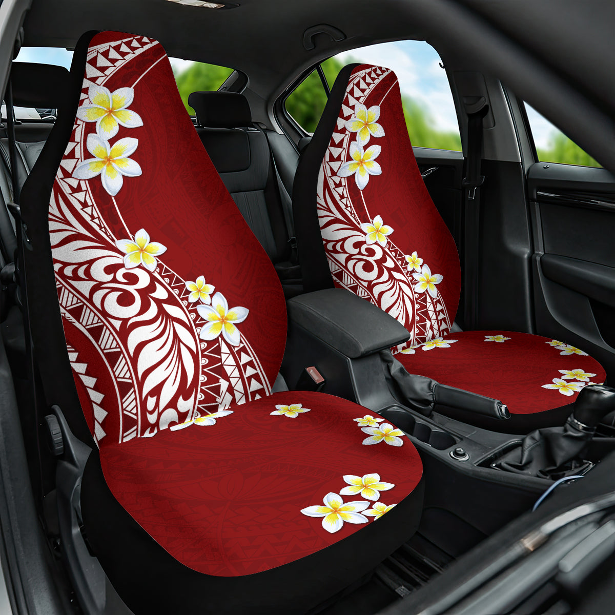 Hawaii Aloha Car Seat Cover Plumeria Vintage - Crimson LT7 One Size Crimson - Polynesian Pride