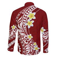 Hawaii Aloha Family Matching Short Sleeve Bodycon Dress and Hawaiian Shirt Plumeria Vintage - Crimson LT7 - Polynesian Pride