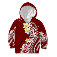 Hawaii Aloha Kid Hoodie Plumeria Vintage - Crimson LT7 Hoodie Crimson - Polynesian Pride