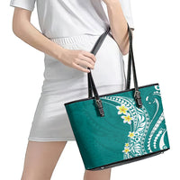 Hawaii Aloha Leather Tote Bag Plumeria Vintage - Teal LT7 - Polynesian Pride