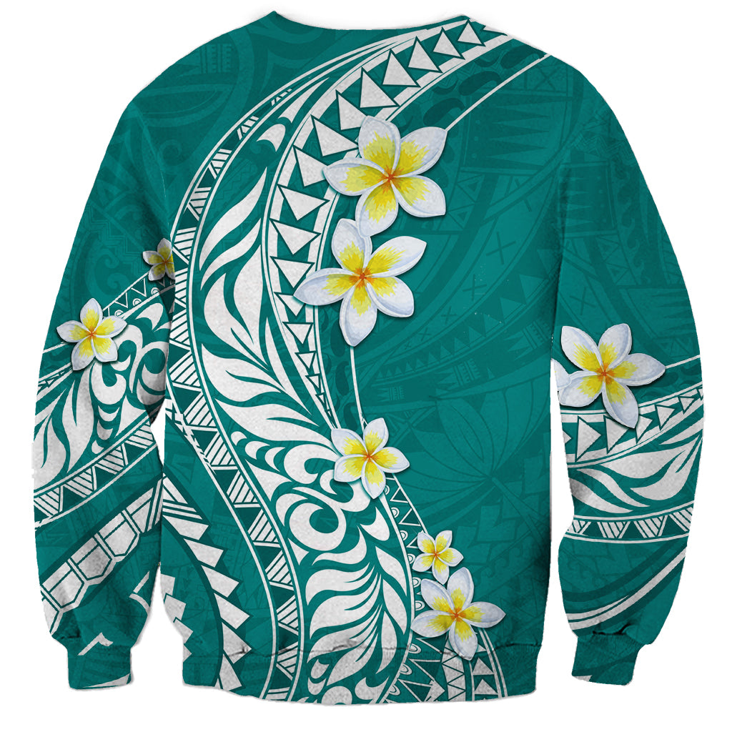 Hawaii Aloha Sweatshirt Plumeria Vintage - Teal LT7 - Polynesian Pride