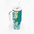 Hawaii Aloha Tumbler With Handle Plumeria Vintage - Teal