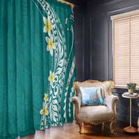 Hawaii Aloha Window Curtain Plumeria Vintage - Teal LT7 - Polynesian Pride