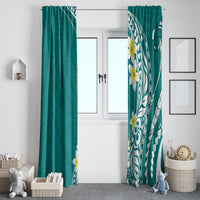 Hawaii Aloha Window Curtain Plumeria Vintage - Teal LT7 - Polynesian Pride