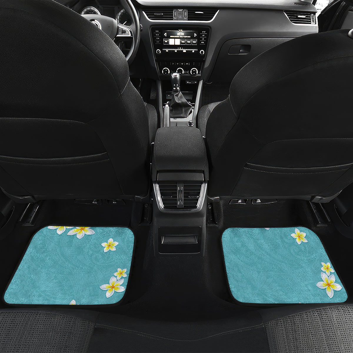 Hawaii Aloha Car Mats Plumeria Vintage - Turquoise LT7 - Polynesian Pride