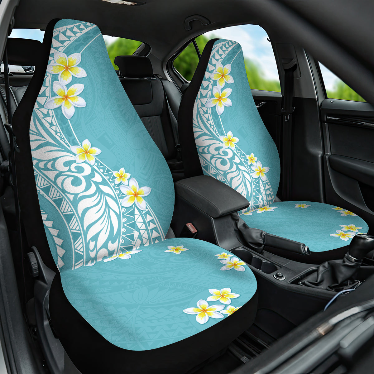 Hawaii Aloha Car Seat Cover Plumeria Vintage - Turquoise LT7 One Size Turquoise - Polynesian Pride