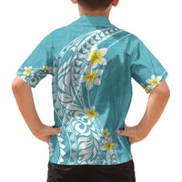 Hawaii Aloha Family Matching Off Shoulder Long Sleeve Dress and Hawaiian Shirt Plumeria Vintage - Turquoise LT7 - Polynesian Pride