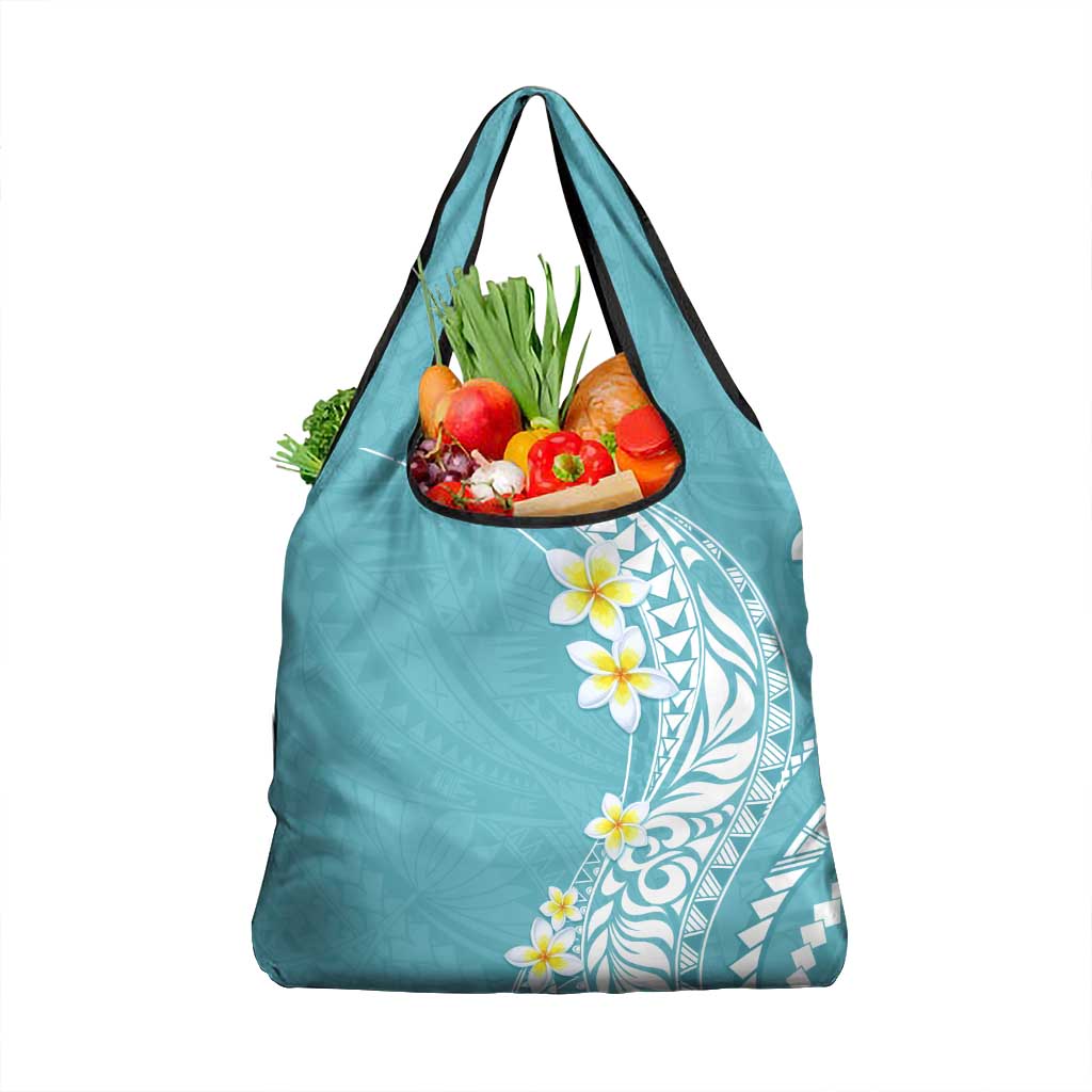 Hawaii Aloha Grocery Bag Plumeria Vintage - Turquoise