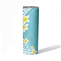 Hawaii Aloha Skinny Tumbler Plumeria Vintage - Turquoise