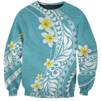 Hawaii Aloha Sweatshirt Plumeria Vintage - Turquoise LT7 Unisex Turquoise - Polynesian Pride