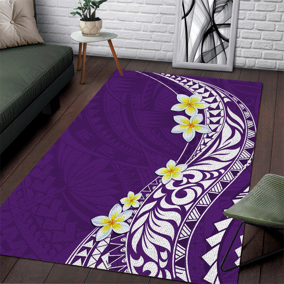 Hawaii Aloha Area Rug Plumeria Vintage - Violet LT7 Violet - Polynesian Pride