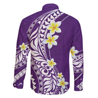 Hawaii Aloha Family Matching Off Shoulder Short Dress and Hawaiian Shirt Plumeria Vintage - Violet LT7 - Polynesian Pride