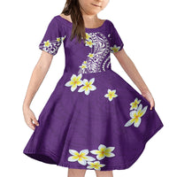 Hawaii Aloha Family Matching Puletasi Dress and Hawaiian Shirt Plumeria Vintage - Violet LT7 Daughter's Dress Violet - Polynesian Pride