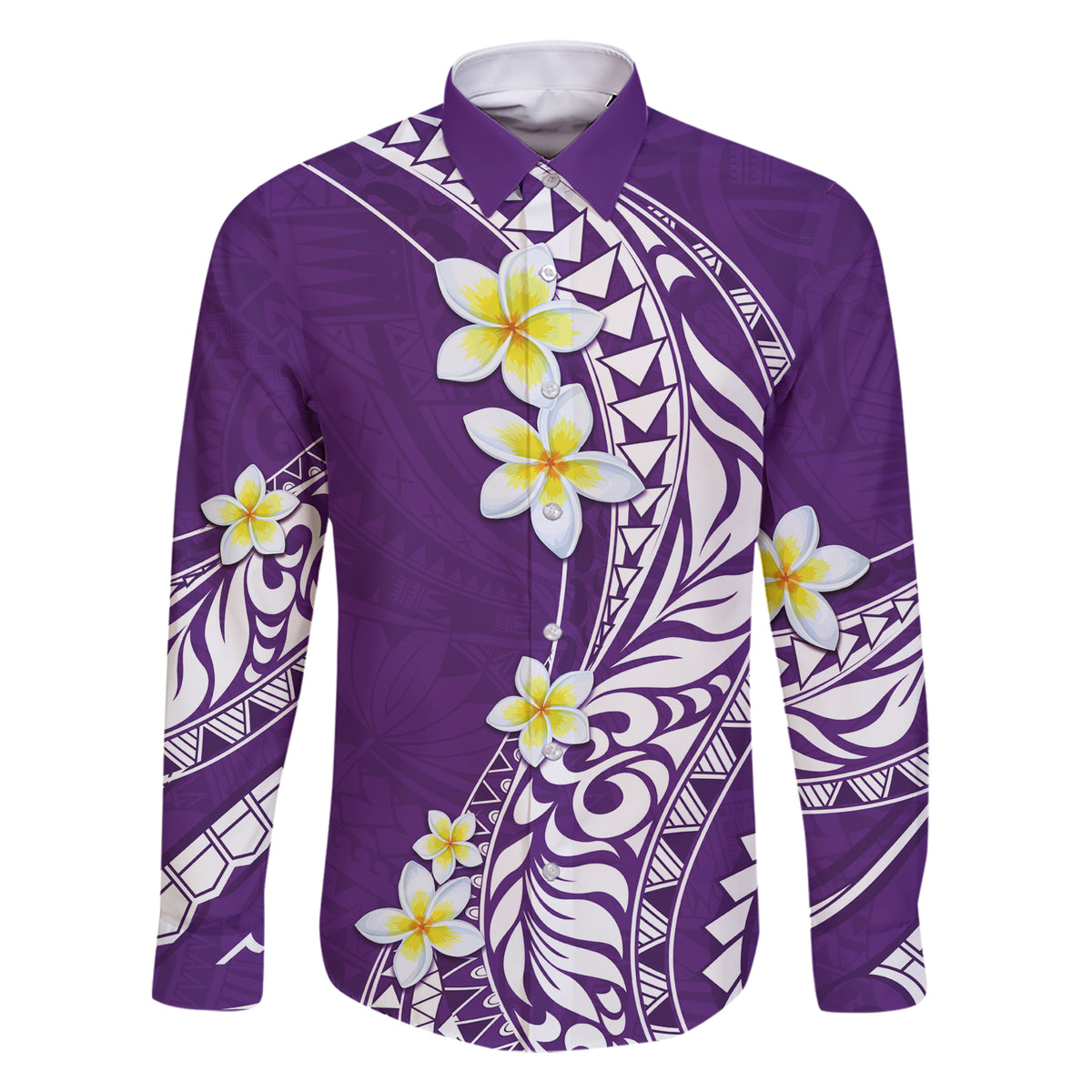 Hawaii Aloha Family Matching Short Sleeve Bodycon Dress and Hawaiian Shirt Plumeria Vintage - Violet LT7 Dad's Shirt - Long Sleeve Violet - Polynesian Pride