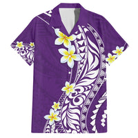 Hawaii Aloha Family Matching Summer Maxi Dress and Hawaiian Shirt Plumeria Vintage - Violet LT7 Dad's Shirt - Short Sleeve Violet - Polynesian Pride