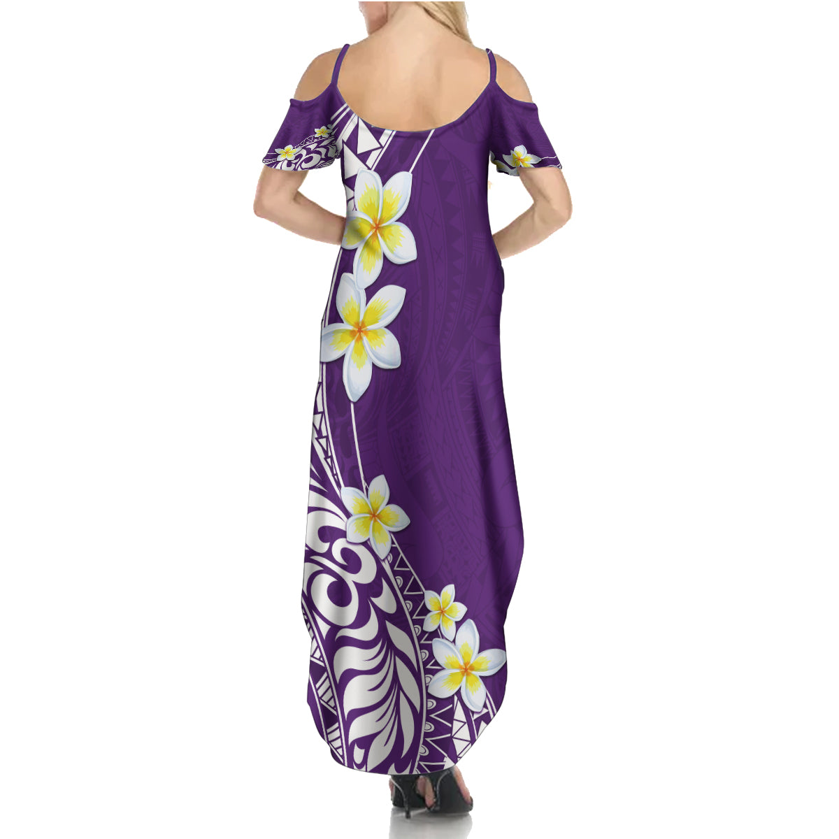Hawaii Aloha Family Matching Summer Maxi Dress and Hawaiian Shirt Plumeria Vintage - Violet LT7 - Polynesian Pride