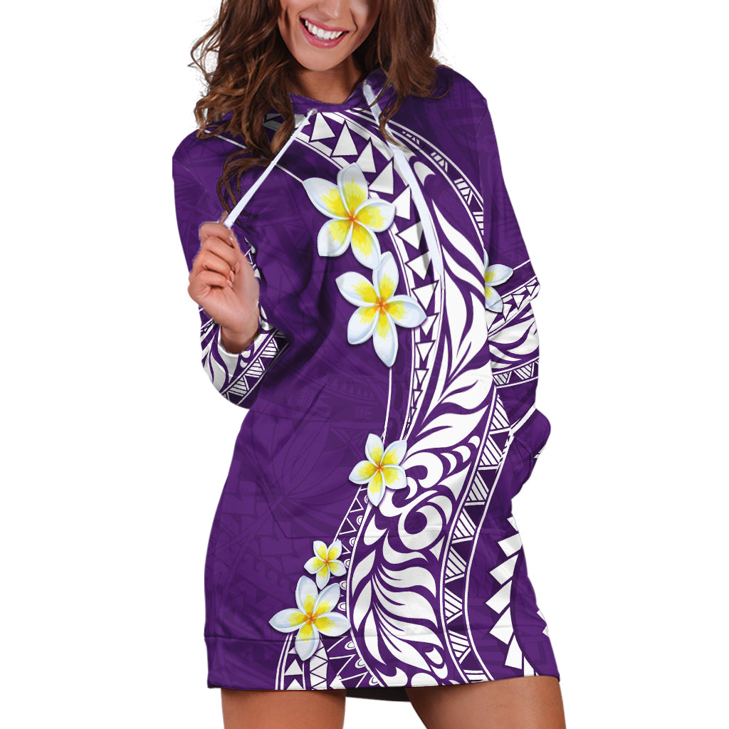 Hawaii Aloha Hoodie Dress Plumeria Vintage - Violet LT7 Violet - Polynesian Pride