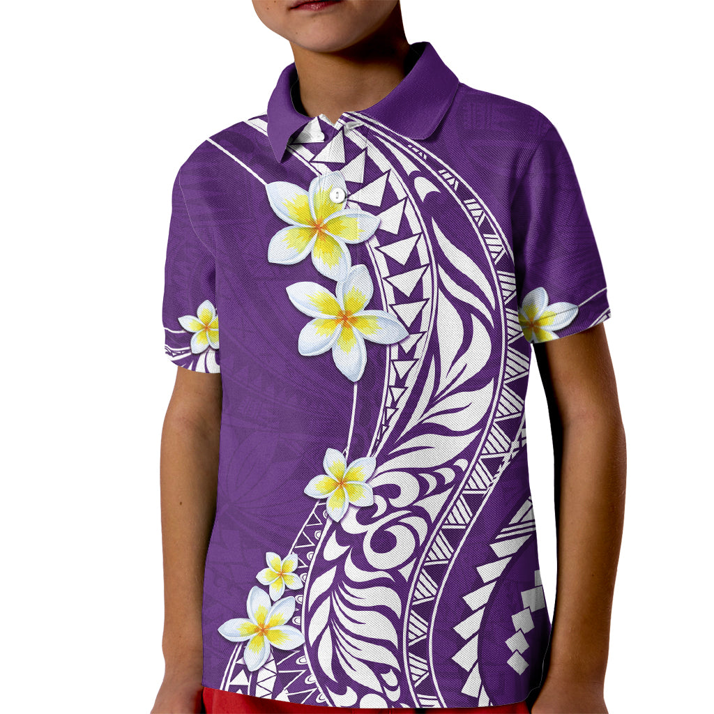 Hawaii Aloha Kid Polo Shirt Plumeria Vintage - Violet LT7 Kid Violet - Polynesian Pride